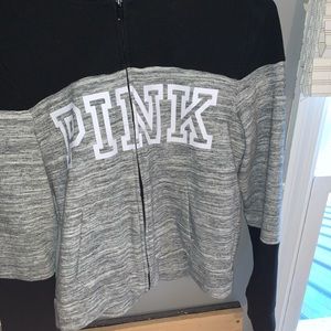 PINK Long Sleeve Hooded Zip-up